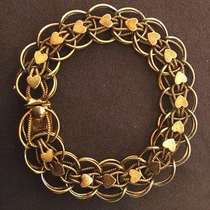 Bracelet Vintage 1950's Mid-Century Hearts Gold-Filled Valentine's Day Gift Love